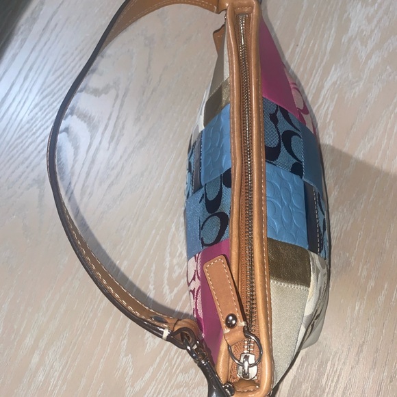Coach Patchwork Signature Collection Pink, Blue, and Tan combo Shoulder bag - Picture 2 of 15